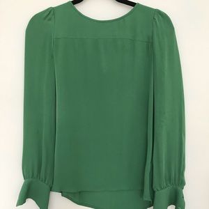 JCrew Green Silk Blouse